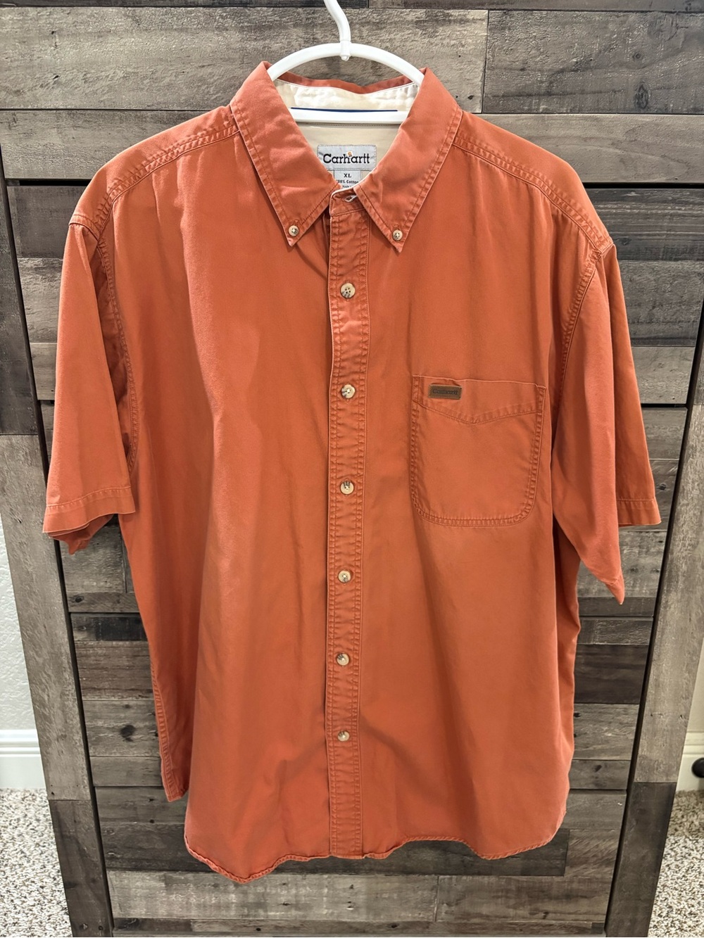 VINTAGE 2006 CARHARTT S132 BURNT ORANGE WORK SHIRT